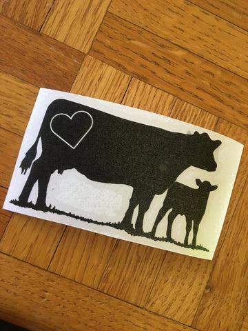 Decal-Vinyl- 104a- Cow/Calf w/ Heart